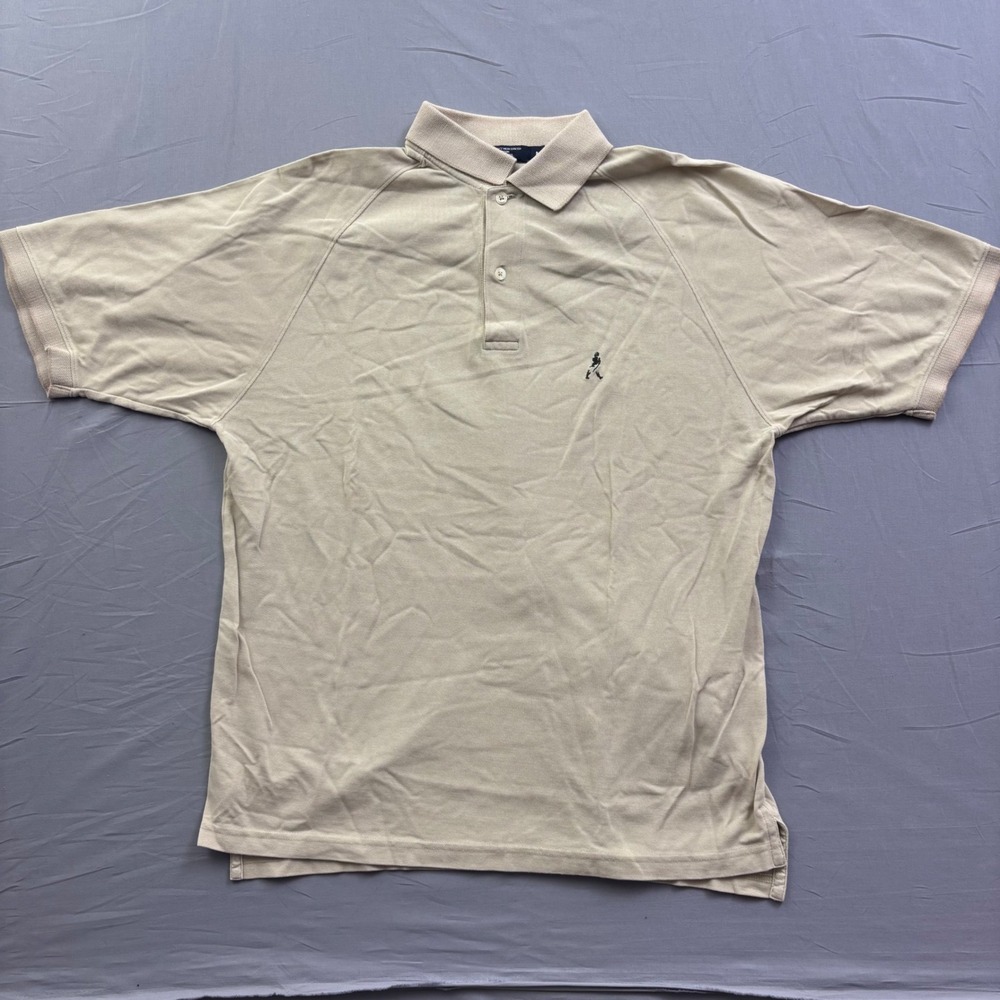 Johnnie Walker Mens Mercerized Cotton Polo Shirt Tan Beige Short Sleeve Size‎ M